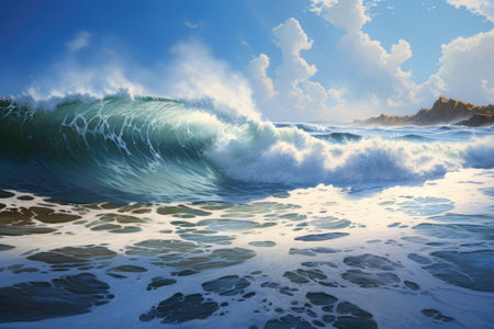 Serenity in Waves: A Tranquil Setting for Product Showcaseの素材