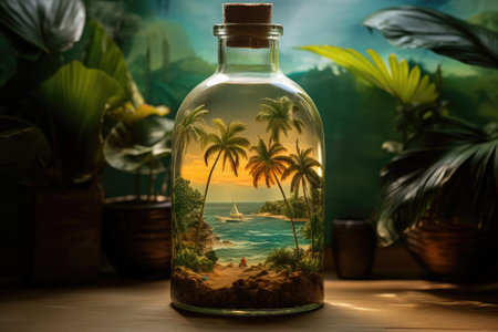 Summer Serenity: Tropical Escape in a Glass Bottleの素材