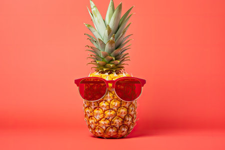 Embrace the Summer Pineapple Day Theme with a Stylish Touch- A Studio Shot of a Playful Pineapple Weの素材