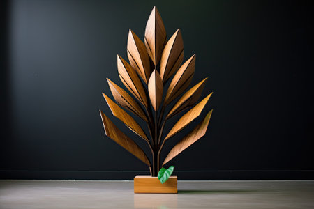 Natural Elegance: Leaf Geometric Podium Display in Woodの素材