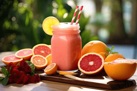 Sliced Citrus Bliss: Refreshing Summer Smoothie Bannerの素材