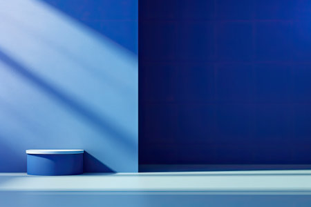 Shadows & Lights: A Captivating Blue Background Mockup for Product Showcaseの素材