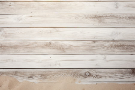 White wooden planks covered with sand, set against a summery backdrop. The arrangement is seen fromの素材