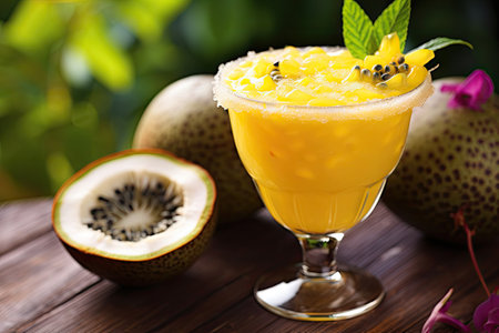 Passionfruit margarita cocktail - An exquisite tropical beverage with a burst of flavor, set againstの素材