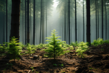 Maintaining a green and sustainable forest is a vital component of our ecosystem. Planting trees forの素材