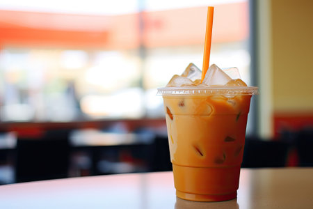 Thai tea consumed at a Froyo establishment.の素材