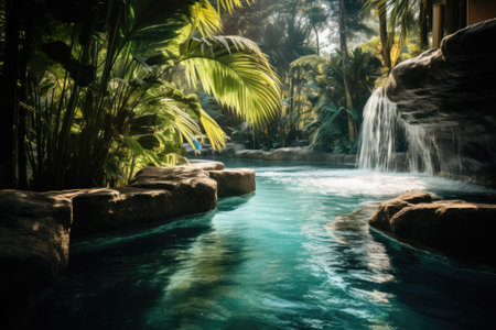 Tranquil Oasis: A Serene Water Background for Relaxation and Spa Vibesの素材
