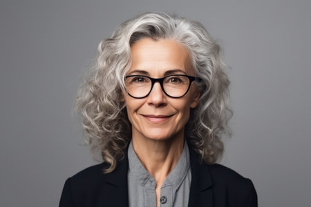 portrait of mature business woman smile while standingの素材