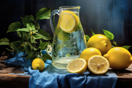 Zesty Serenity: A Refreshing Lemon Water Oil Textureの素材
