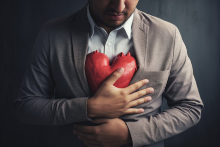 A person clutching their chest with signs of heart attack ailmentの素材