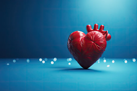 A heart doctor's diagnosis against a backdrop of a blue color.の素材