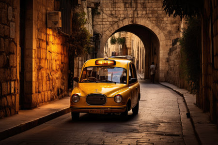 A taxi service operating in Jerusalem, Israel.の素材