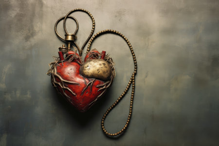 A stethoscope shaped like a heart.の素材