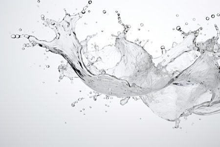 A water splashing sound captured with a white background.の素材