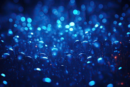Abstract background consisting of 3D rendered vibrant blue blurry dots.の素材