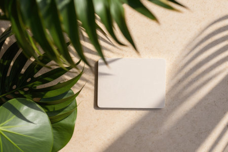 The design features modern business card mockups placed on a wooden plate, set against a marble backの素材