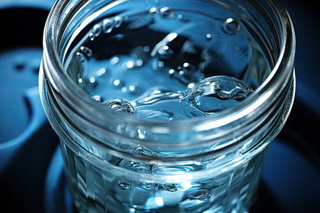 Chilled water inside the drinking container.の素材