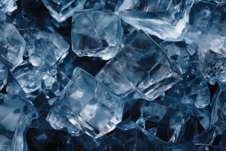 Macro top shot showcasing a close-up perspective of fragmented pieces of ice.の素材
