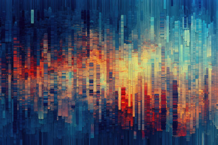 Distinctive Design Abstract Digital Pixel Disturbance Glitch Imperfection Video Deterioration.の素材
