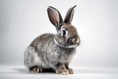 photo of a gray bunny on a white background for digital printing wallpaper custom designの素材