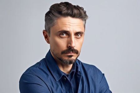 portrait of handsome and stylish man looking thoughtful at cameraの素材