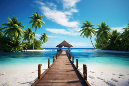The background concept showcases a picturesque Maldives beach adorned with exquisite palm trees, setの素材