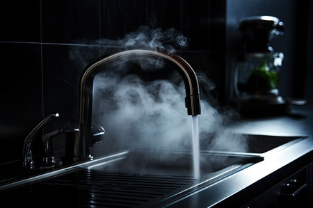 a faucet that dispenses hot water vapor.の素材