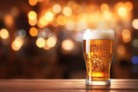 A cold beer glass in the background.の素材