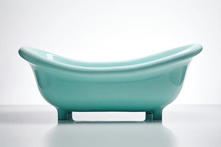 A modern and spotless ceramic bathtub, set apart on a white background.の素材