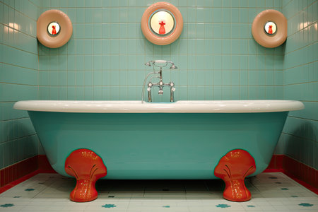 Retro bathtub located in the restroomの素材