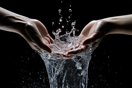 In daily life, one encounters the water concept through the act of using hands to control the flow oの素材