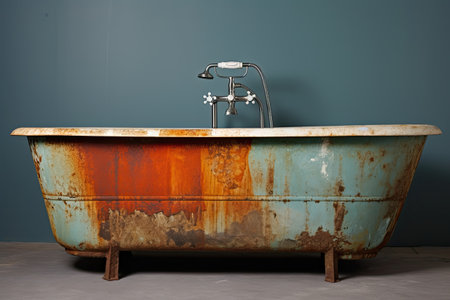 The lower part of the bathtub, which is coated in corrosion.の素材
