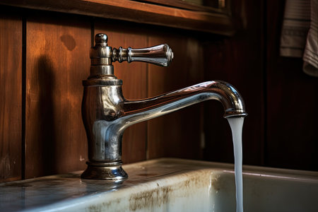 A water fixture or faucet dispenses water, usually found in a bathroom, specifically in combinationの素材