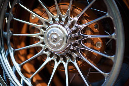 Close-up of a high-end vehicle's wheelの素材