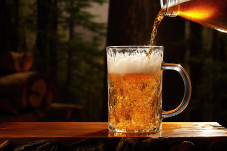 The act of beer being poured into a mug.の素材