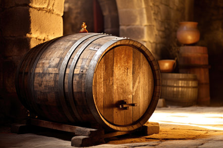Aged winery with wine barrelsの素材