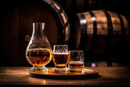 Cognac on aged wooden barrelの素材