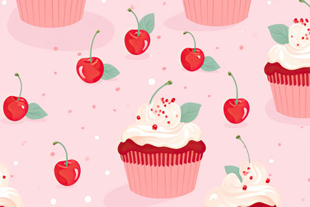 A nostalgic and dreamy design featuring a strawberry milkshake crowned with a cherry, set against aの素材