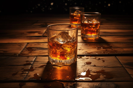 Drinking whiskey on wooden surfacesの素材