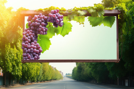 Grape signboard Ads panel with grapesの素材