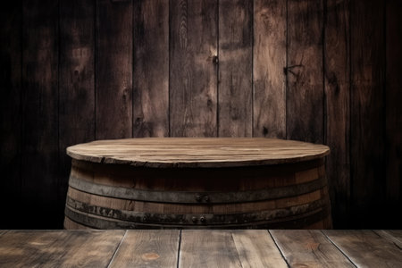 barrel and wood table with historyの素材