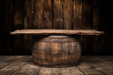 barrel and old wooden tableの素材
