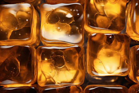Ice cubes in whiskey macro close up in glass crystal designの素材
