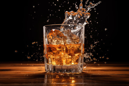 Ice splashing in the whiskeyの素材