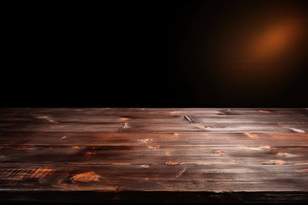 Advertising concept Dark room with wooden table backgroundの素材