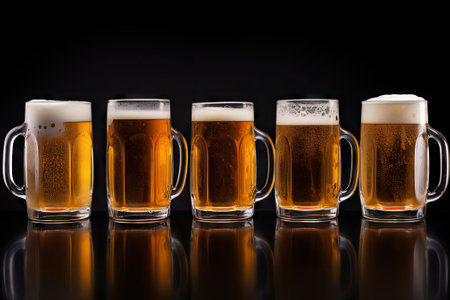 Arranged full to empty mugs in glass cutoutの素材