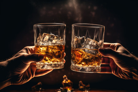 A pair toasts with whiskey glassesの素材