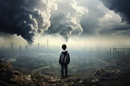 Air pollution refers to the presence of harmful substances in the air which have a negative impact oの素材