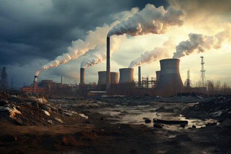 Emissions produced by a power plant fueled by brown coalの素材
