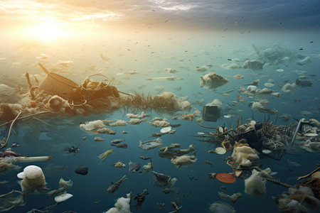 Environmental water pollution occurs when harmful substances and contaminants are introduced into boの素材